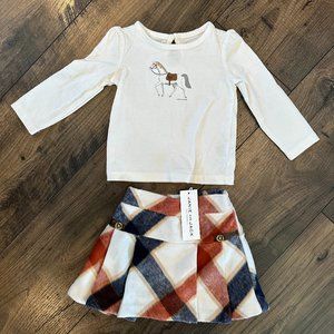 Janie and Jack Plaid Skirt & Horse Top